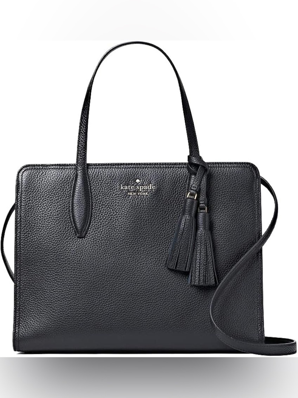 black Kate Spade New York Rowe Medium Satchel handbag bag pebbled leather